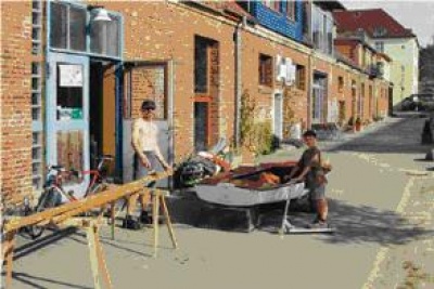 Voir le visuel : requalification des écuries en ateliers d'artistes, source Lehen Drei